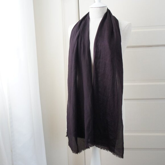 Vintage Echo 100% Silk Dark Purple Long Lightweight Neck Scarf - Picture 2 of 7